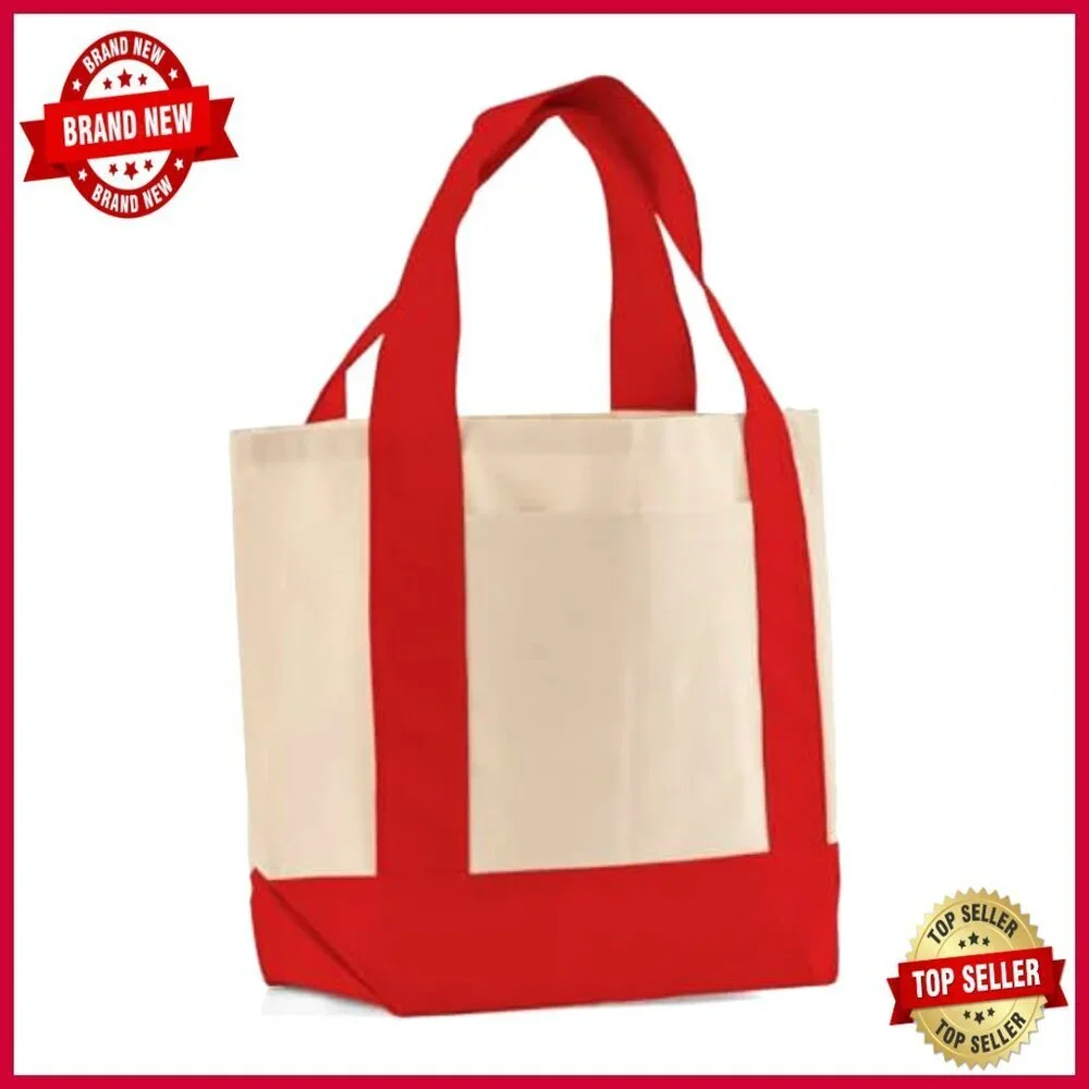12 Pack Mini Canvas Tote Bags with Gusset, Reusable Eco-Friendly Shopping Bags